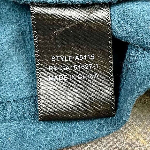 Joh. Turquoise V-neck Long Sleeve Blouse Suede Feel XL - Picture 9 of 10